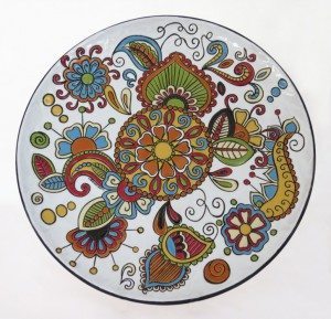 Piatto decoro floreale fenice, Ceramiche Liberati