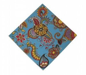 Piatto da muro quadrato in cuerda seca , Ceramiche Liberati