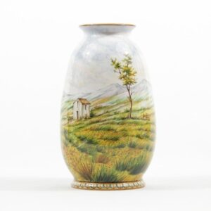 Vaso in ceramica Abruzzo, decorato a mano, paesaggio, Ceramiche Liberati