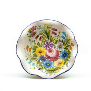 Artisanal ceramic bowl with scalloped edge with Fioraccio decoration, Ceramiche Liberati