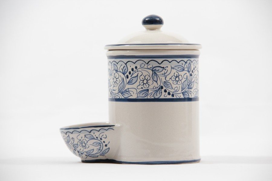 ceramic salt jar with bowl teate
