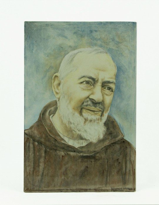 Mattonella padre pio in ceramica artistica, Padre Pio, Ceramiche Liberati