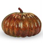 Scultura Zucca in ceramica Rouge vif d'etampe, Ceramiche Liberati, Italia