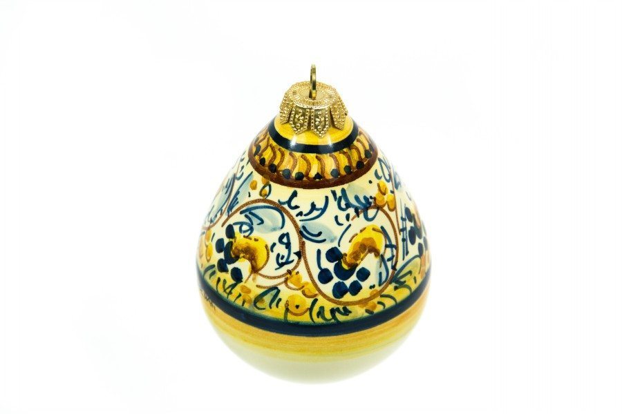 Drop-shaped ceramic Christmas ball, band decoration, Ceramiche Liberati