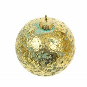 Ceramic Christmas ball, aqua green and pure gold, Ceramiche Liberati