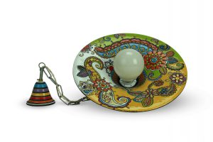 Lampadario in ceramica cuerda seca, pendente da soffitto, Ceramiche Liberati