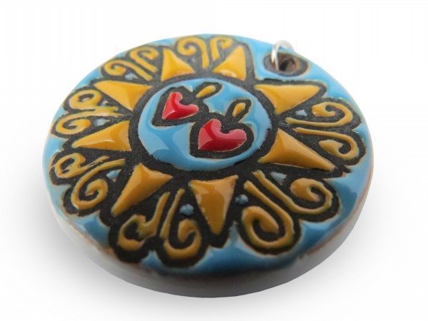 Ciondolo Presentosa abruzzese in ceramica turchese, Ceramiche Liberati