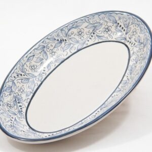 Artisanal ceramic oval serving plate, Orchidea decoration, Ceramiche Liberati