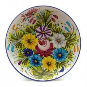 Artisanal ceramic wall plate, Fioraccio decoration by Ceramiche Liberati