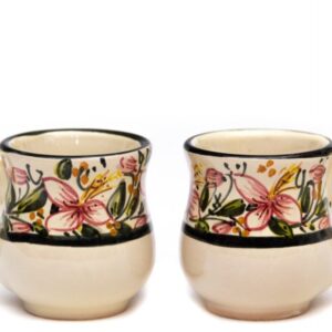 Servizio caffè in ceramica artigianale, decoro Orchidea, Ceramiche Liberati