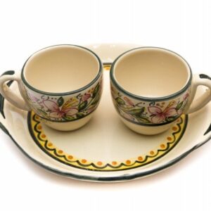 Servizio caffè in ceramica tête-à-tête, decoro Orchidea, Ceramiche Liberati