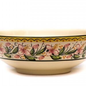 Ciotola da portata tonda o insalatiera in ceramica artigianale, decoro Orchidea di Ceramiche Liberati