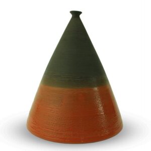 Vaso decorativo Piramide alta in argilla nera, Ceramiche Liberati