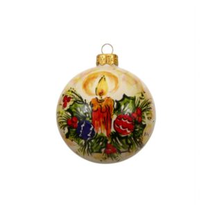 Pallina in ceramica italiana artigianale con Candela natalizia di Ceramiche Liberati
