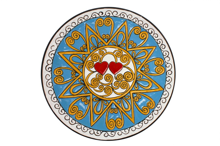 Piatto decorativo in ceramica Presentosa due cuori rossi