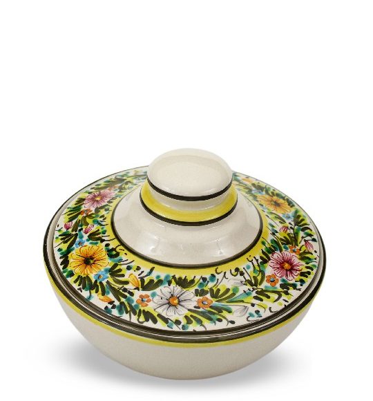 Biscottiera in ceramica con coperchio Margherite - Liberati