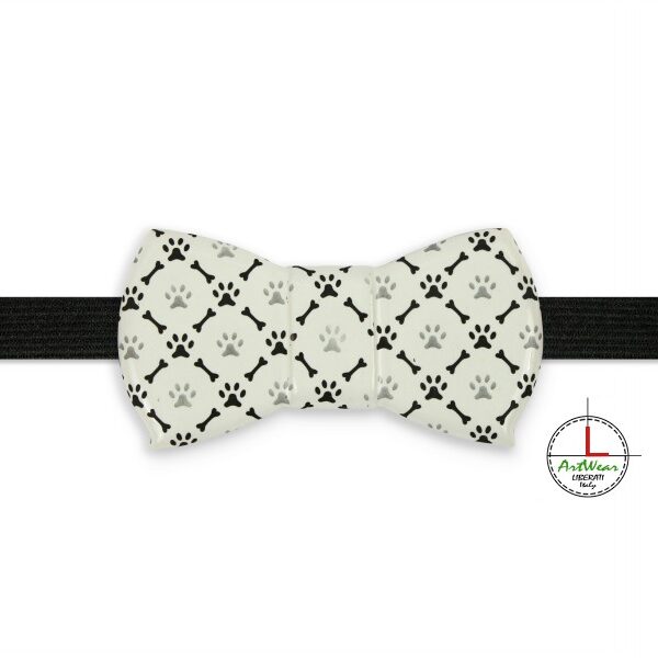 Papillon in ceramica Romantico decoro Love Dog bianco