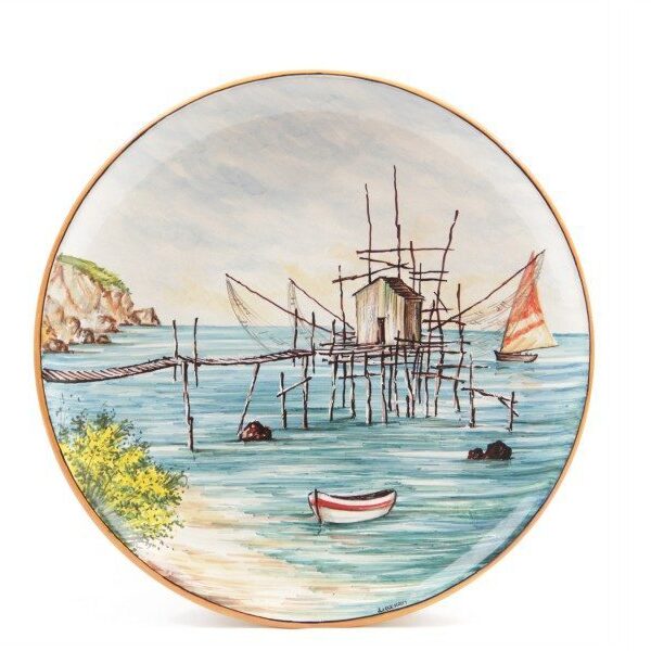 Piatto in ceramica Abruzzo Trabocco D35