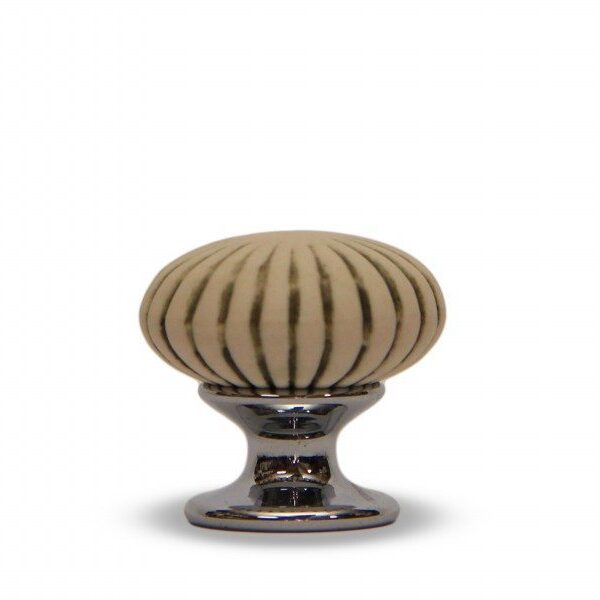 Pomello in ceramica modello Astra anticato con base in cromo