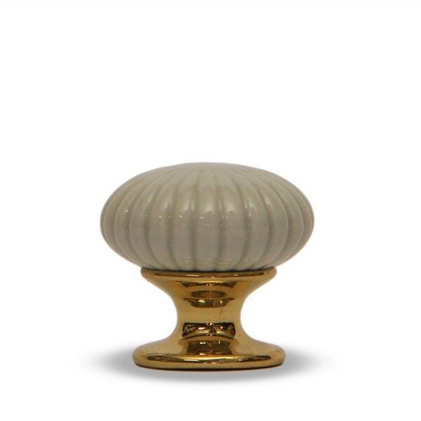 Pomello in ceramica modello Astra bianco con base in ottone