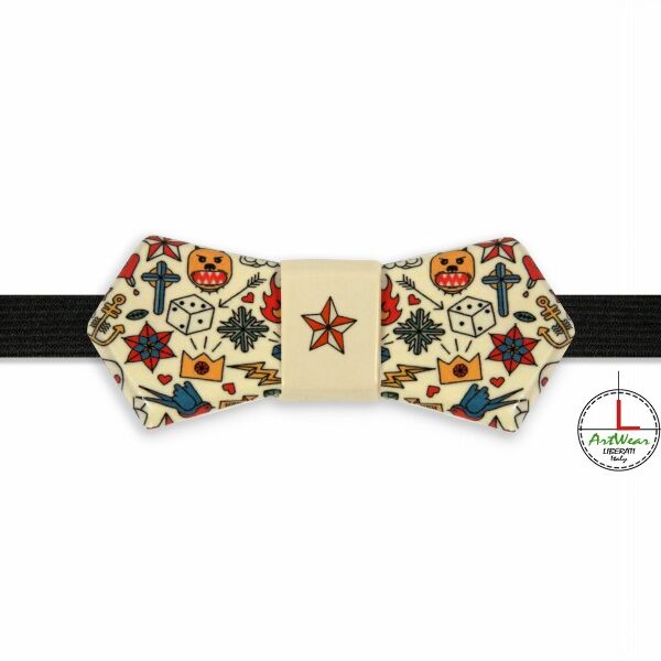 Papillon in ceramica modello Evo decoro Old School avorio