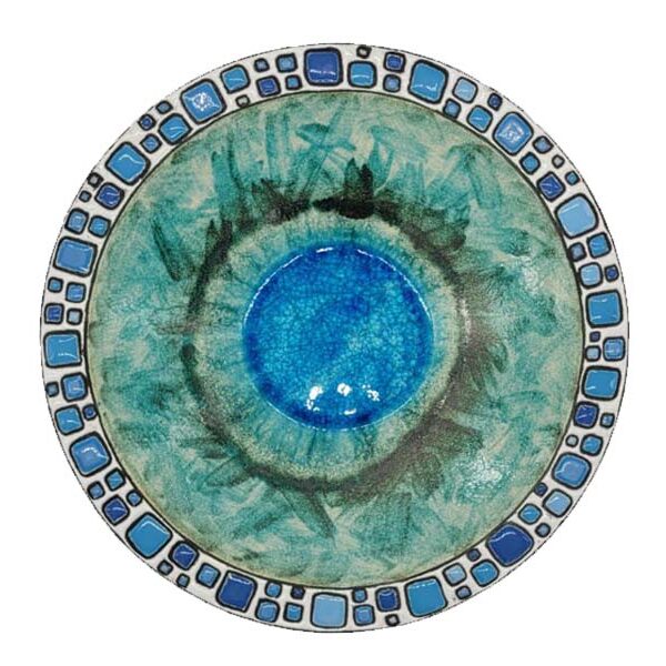 Centrotavola in ceramica cuerda seca con cristalli a grosso spessore