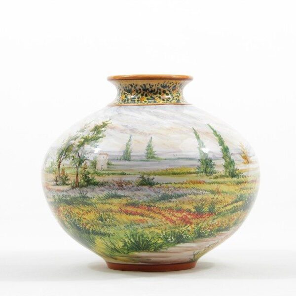 Vaso in ceramica abruzzese Paesaggio a colori