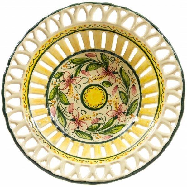 Centrotavola in ceramica traforato decoro Orchidea