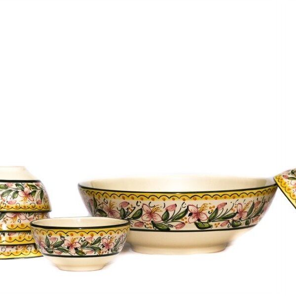 Set macedonia in ceramica con 6 coppette Orchidea