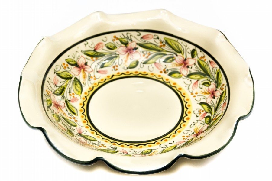 Fruttiera in ceramica artigianale decoro Orchidea