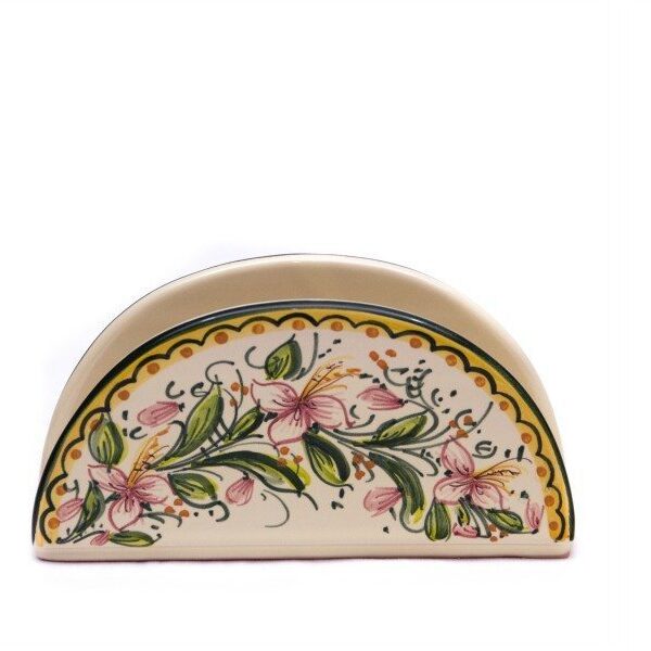 Portatovaglioli mezzaluna in ceramica Orchidea