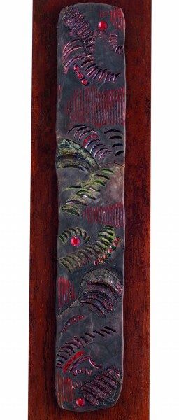 Pannello d'arredo in ceramica, tecnica raku