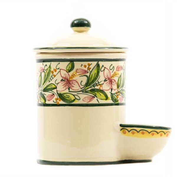 Barattolo per sale con vaschetta decoro orchidea