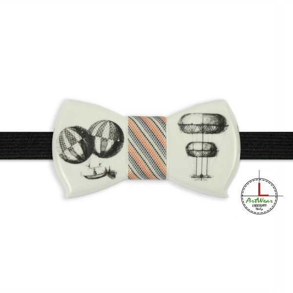 Papillon in ceramica modello Romantico decoro Aviator bianco ghiaccio