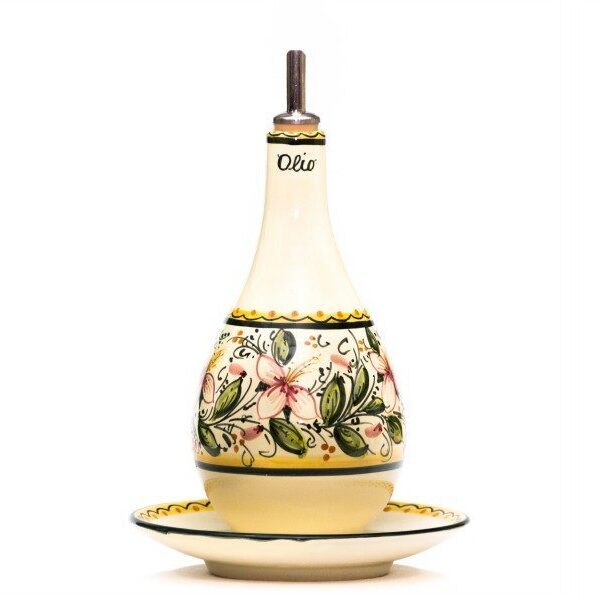 Oliera con piattino in ceramica orchidea
