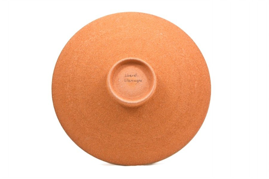 21CMI Centrotavola semirefrattraio colore nero e smalti a grosso spessore retro Liberati Italia