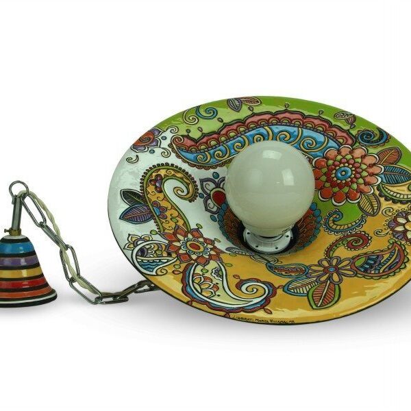 Lampadario in ceramica cuerda seca da soffitto