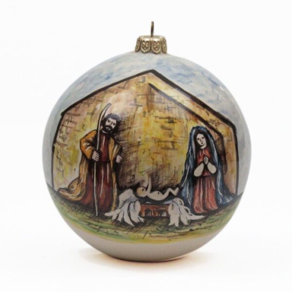 Pallina di Natale in ceramica artigianale "Santa Famiglia"