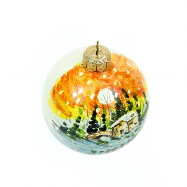 Pallina a sfera per Natale paesaggio invernale dipinto a mano