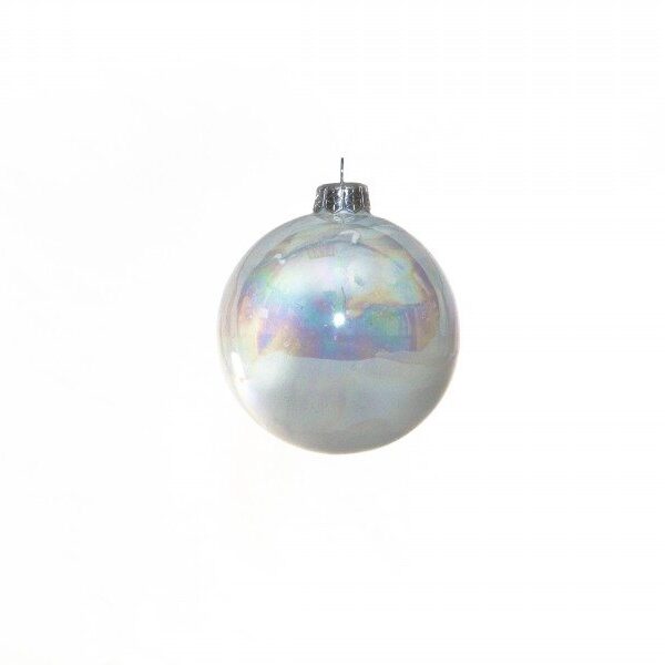 Pallina di Natale in ceramica con lustri bianco perla
