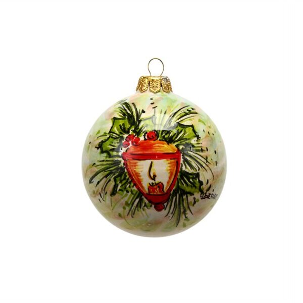 Pallina in ceramica Lanterna natalizia dipinto a mano