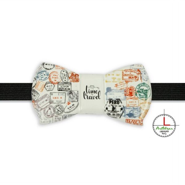 Papillon in ceramica modello Romantico decoro Traveller, bianco