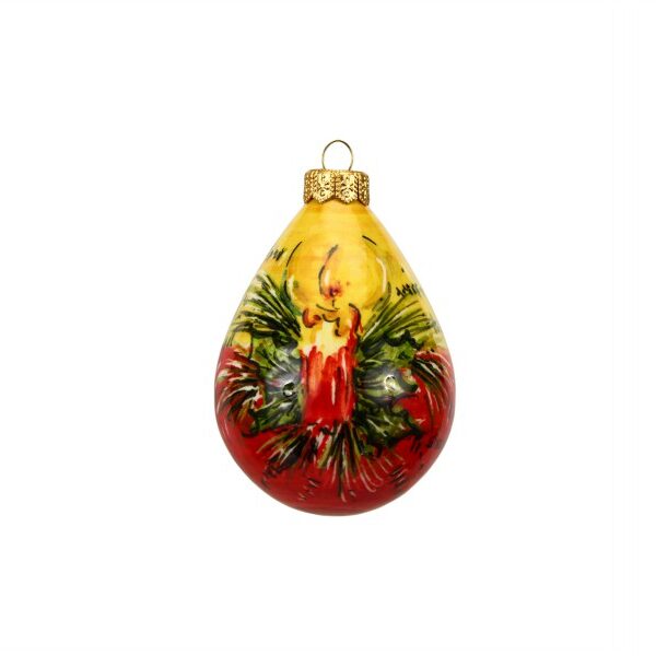Pallina in ceramica italiana a goccia con Candela natalizia