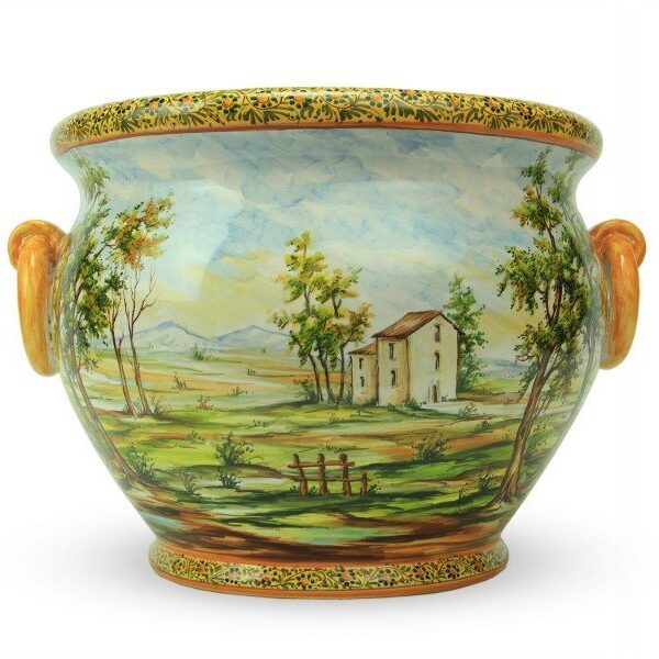 Vaso grande in ceramica italiana Paesaggio Abruzzo