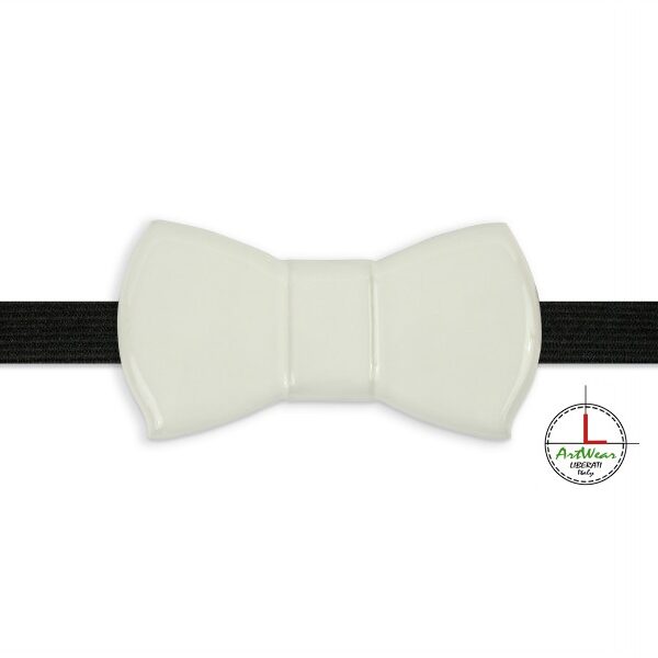 Papillon in ceramica modello Romantico "Numero 1", colore bianco