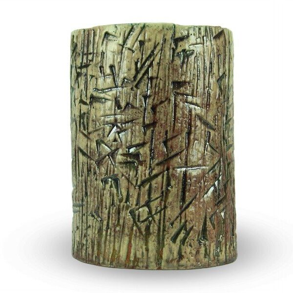 Vaso in ceramica tecnica raku martellato