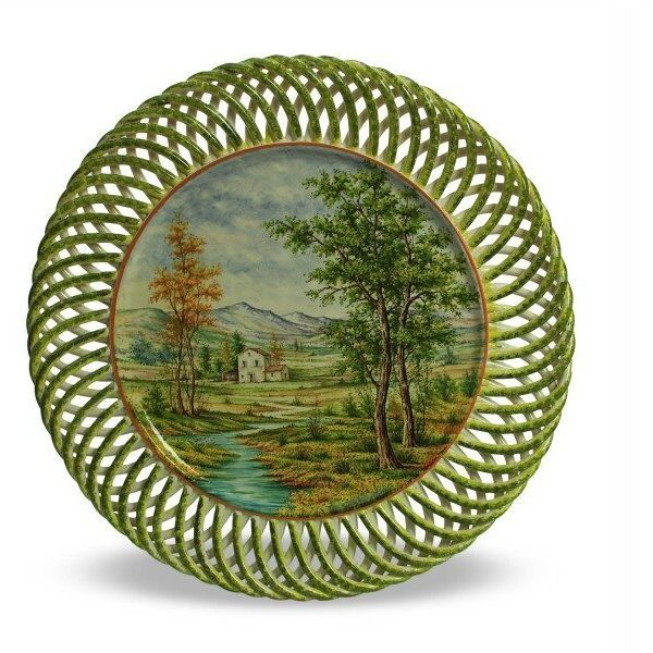 Piatto da muro Paesaggio naturalistico - ceramica artiginale