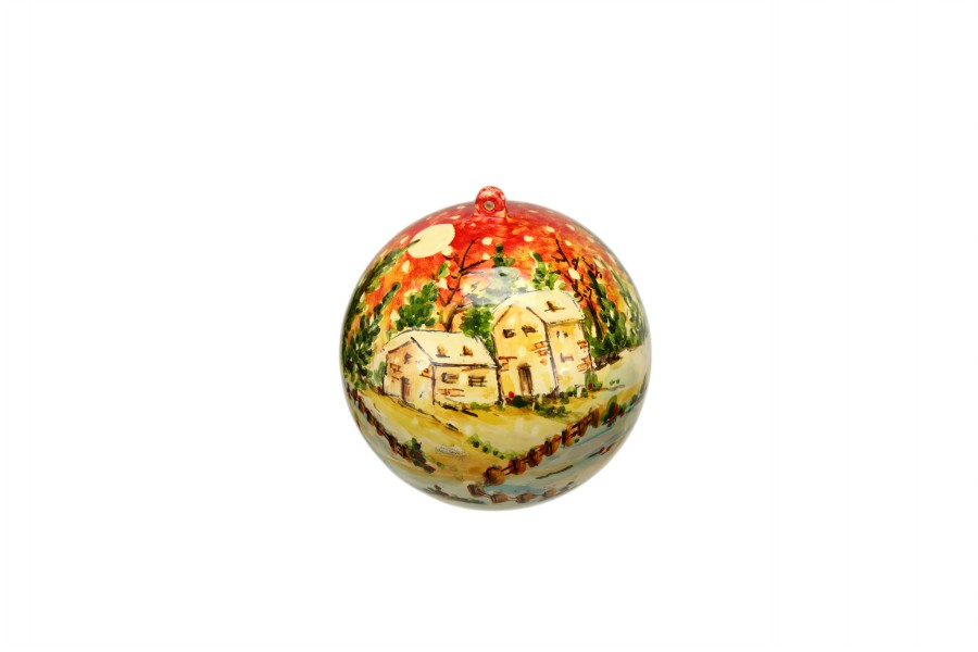 57NAT Sfera con Presepe in ceramica a vista decoro paesaggio a colori zoom Ceramiche Liberati