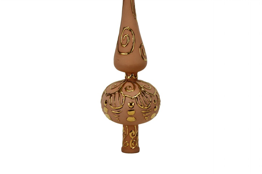 66NAT Puntale in ceramica color terracotta con decorazione in oro zecchino zoom Ceramiche Liberati