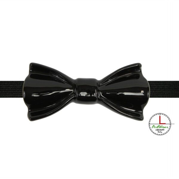 Papillon in ceramica elegante modello Narciso, colore Nero lucido